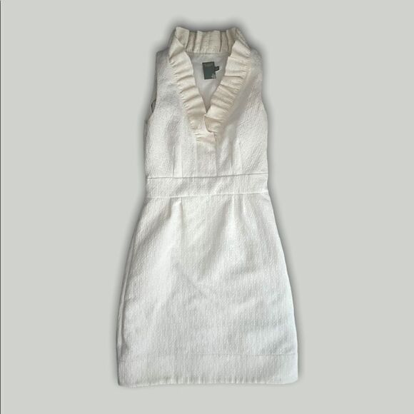 Just Taylor | Women’s Ruffle Neck Sheath Mini Dress size 8 In Winter White - Picture 1 of 5